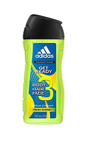 adidas Get Ready Shower Gel 3-in-1 - Sparkling Fresh Citrus Fragrance for Body, Hair & Face, pH-Friendly, 250 ml - görsel 1