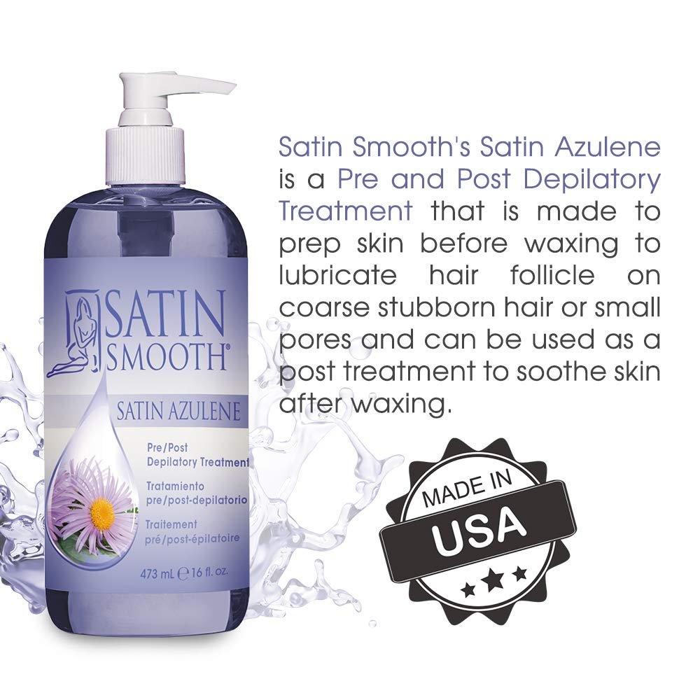 Satin Smooth Azulene Pre/Post Depilatory Treatment - 16 oz Soothing Hair Removal Care Avelisse