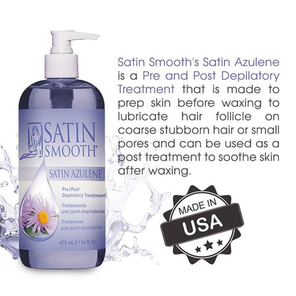 Satin Smooth Azulene Pre/Post Depilatory Treatment - 16 oz Soothing Hair Removal Care Avelisse