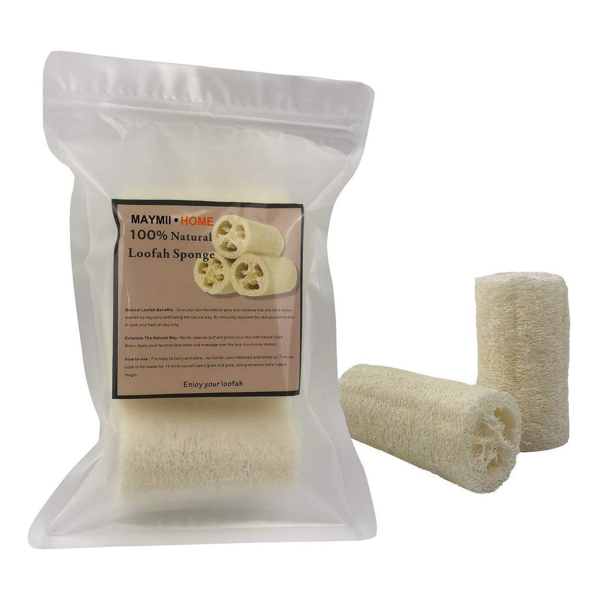 MAYMII·HOME 100% Natural Organic Loofahs - 6 Pack, Large 5-Inch Length, Exfoliating Body Scrubber for Spa-Quality Cleansing Avelisse