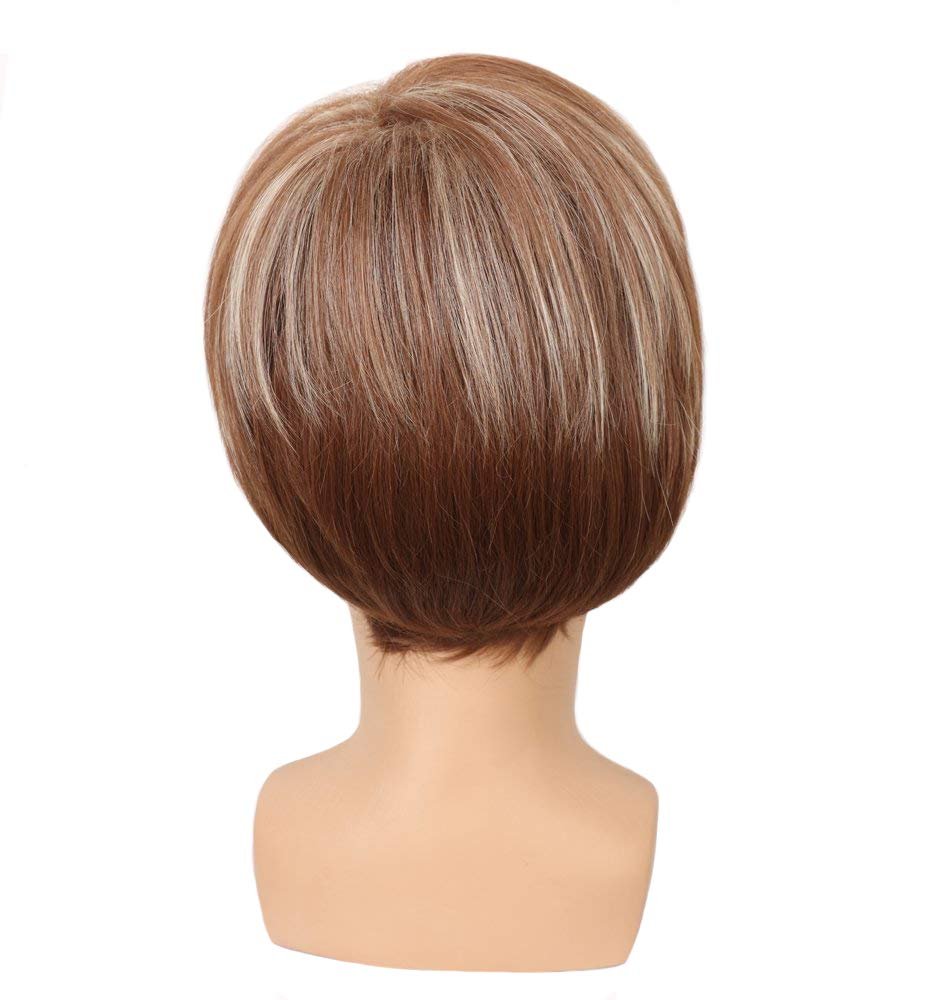 yuehong Adult Short Straight Brown Wig – Heat Resistant Synthetic Fiber, Durable & Breathable for Men - görsel 7