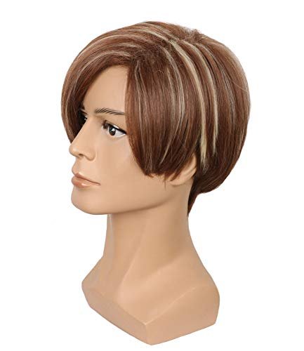 yuehong Adult Short Straight Brown Wig – Heat Resistant Synthetic Fiber, Durable & Breathable for Men - görsel 6