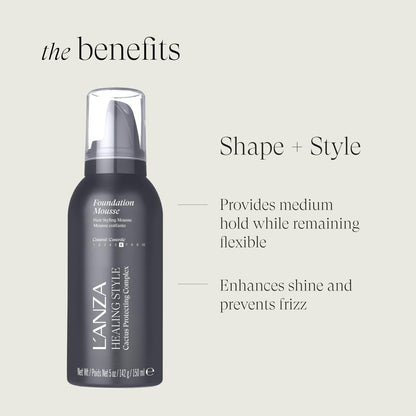 L'ANZA Healing Style Foundation Mousse – Medium Hold, Moisturizing Hair Mousse with Natural Ingredients, 5 Fl Oz Avelisse