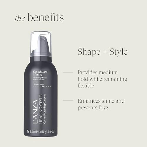 L'ANZA Healing Style Foundation Mousse – Medium Hold, Moisturizing Hair Mousse with Natural Ingredients, 5 Fl Oz Avelisse