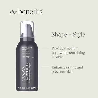 L'ANZA Healing Style Foundation Mousse – Medium Hold, Moisturizing Hair Mousse with Natural Ingredients, 5 Fl Oz Avelisse