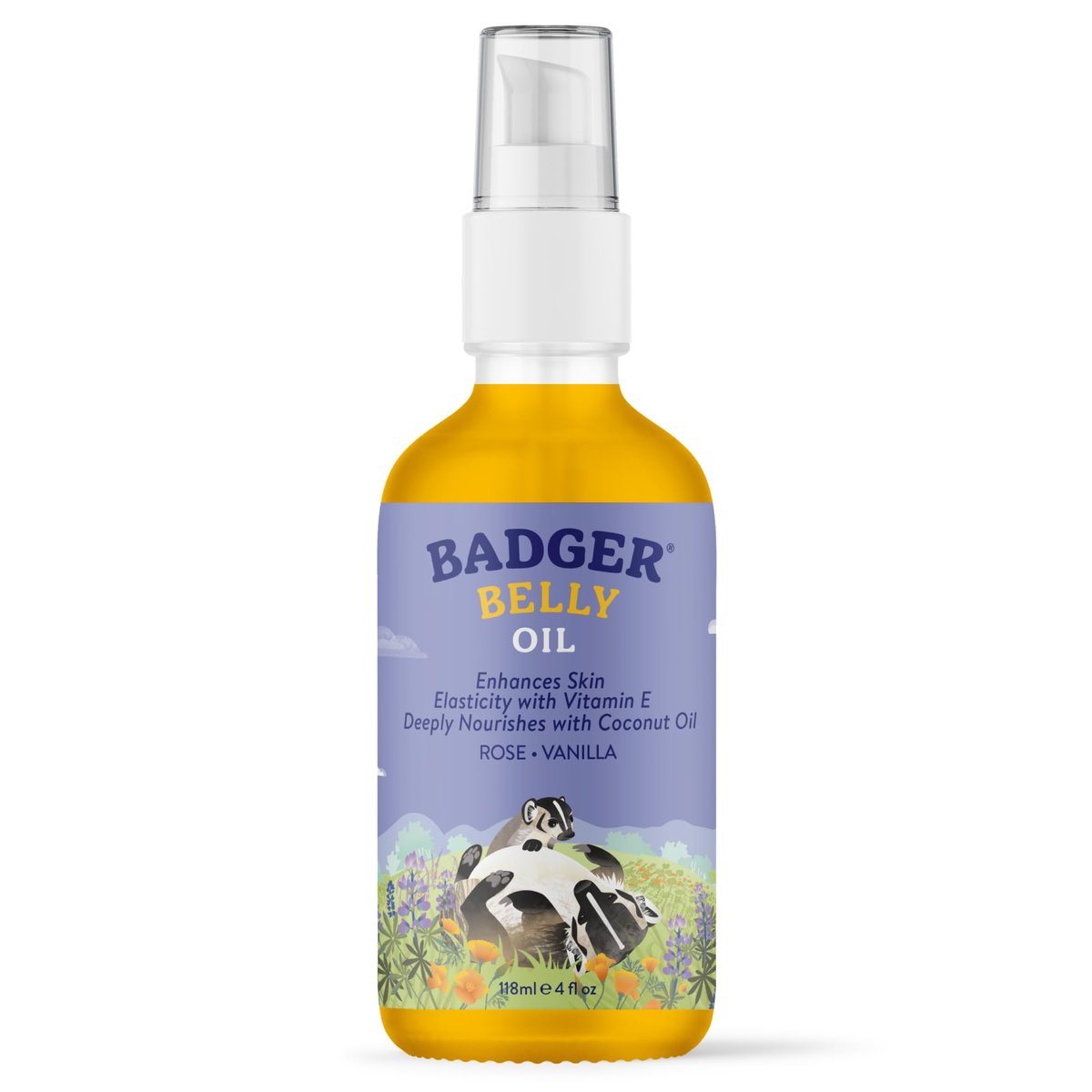 Badger Organic Pregnant Belly Oil - Jojoba & Coconut - 4 oz. | Stretch Mark Prevention & Skin Nourishment Avelisse