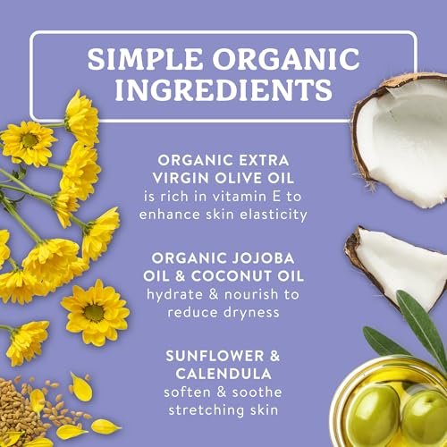 Badger Organic Pregnant Belly Oil - Jojoba & Coconut - 4 oz. | Stretch Mark Prevention & Skin Nourishment Avelisse