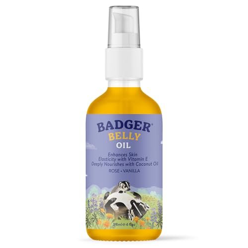 Badger Organic Pregnant Belly Oil - Jojoba & Coconut - 4 oz. | Stretch Mark Prevention & Skin Nourishment Avelisse