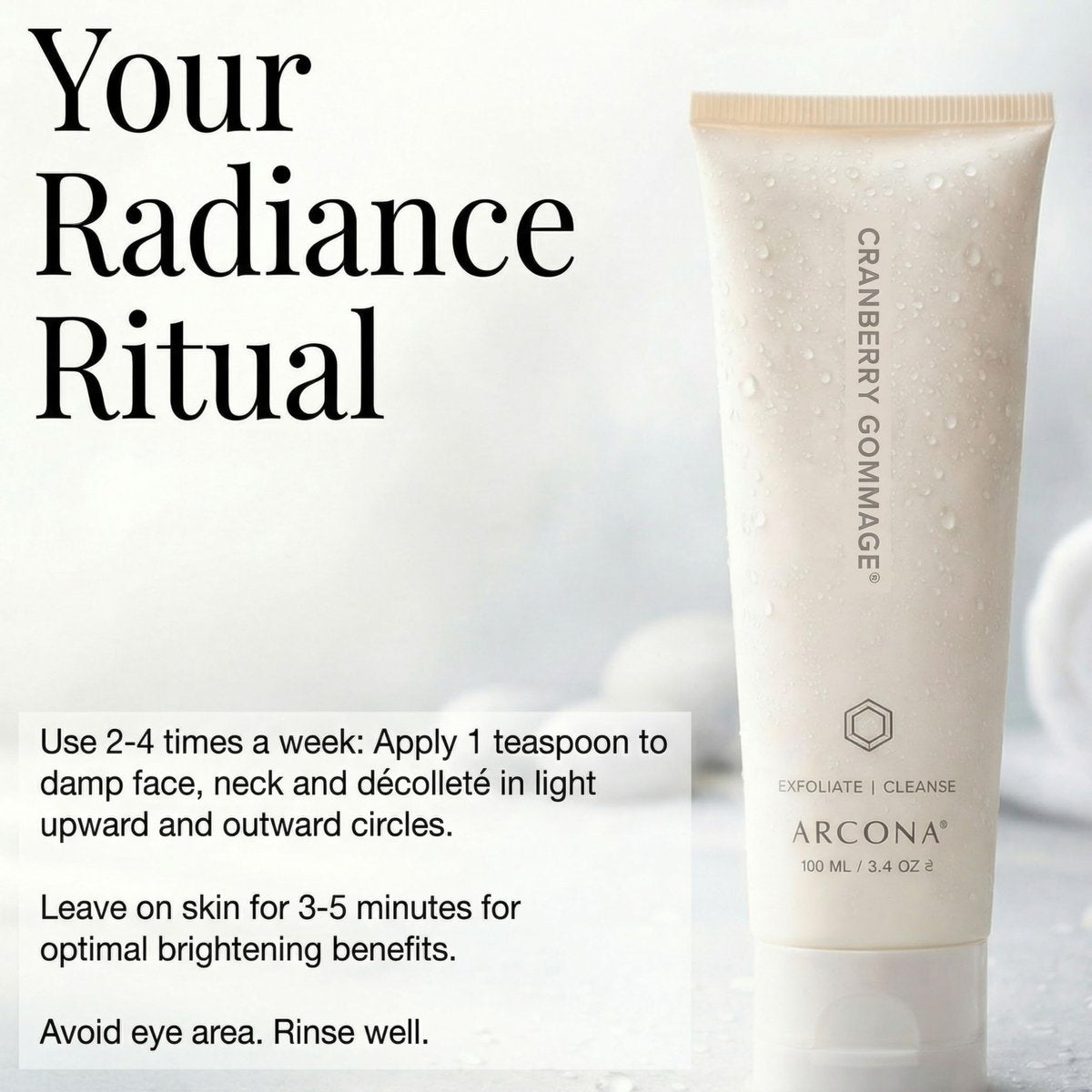 ARCONA Cranberry Gommage Purifying Face Scrub – Natural Exfoliator for Brightening and Unclogging Pores with Zeolite and Blueberry, 3.4 oz Avelisse