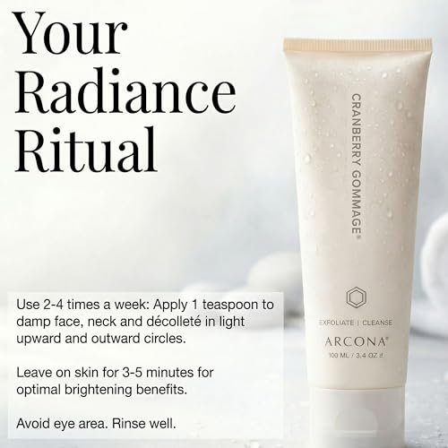 ARCONA Cranberry Gommage Purifying Face Scrub – Natural Exfoliator for Brightening and Unclogging Pores with Zeolite and Blueberry, 3.4 oz Avelisse