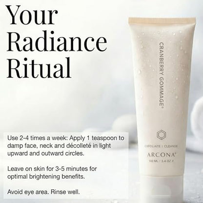 ARCONA Cranberry Gommage Purifying Face Scrub – Natural Exfoliator for Brightening and Unclogging Pores with Zeolite and Blueberry, 3.4 oz Avelisse