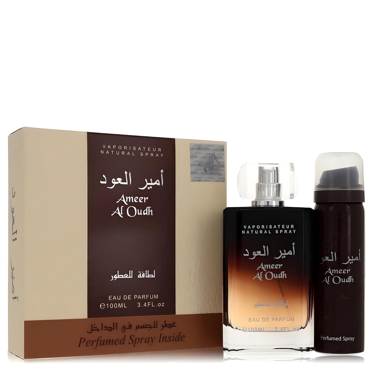 Lattafa Ameer Al Oudh Unisex Fragrance Set: Eau de Parfum 3.4 oz + Deodorant Spray 1.7 oz - görsel 3