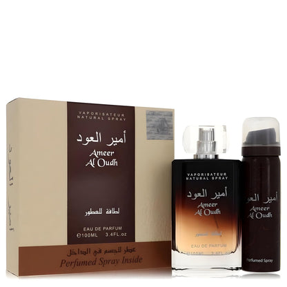 Lattafa Ameer Al Oudh Unisex Fragrance Set: Eau de Parfum 3.4 oz + Deodorant Spray 1.7 oz