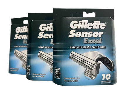 Gillette Sensor Excel Razor Blade Refills - 10 Count (Pack of 3) – 30 Cartridges Total Avelisse