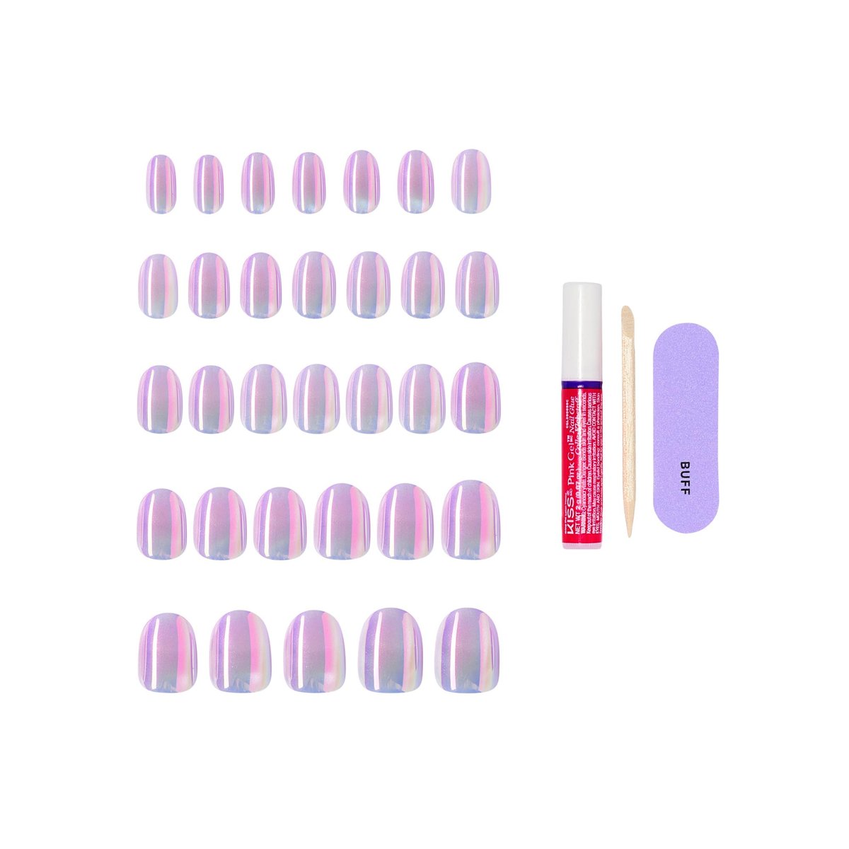 KISS Glam 'One n Only' Press On Nails - Short Round Pink, 32 Nails with Glue, File & Stick - görsel 8