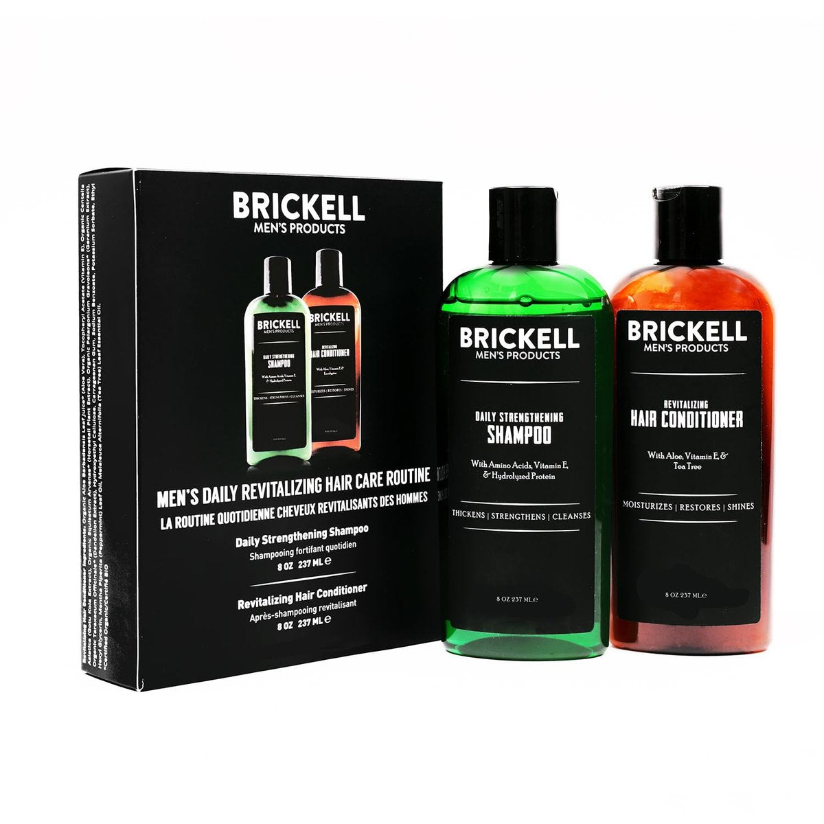 Brickell Men's Daily Revitalizing Hair Care Routine - Natural Mint & Tea Tree Oil Shampoo and Conditioner Set for Strength & Volume Avelisse