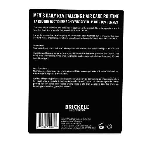 Brickell Men's Daily Revitalizing Hair Care Routine - Natural Mint & Tea Tree Oil Shampoo and Conditioner Set for Strength & Volume Avelisse