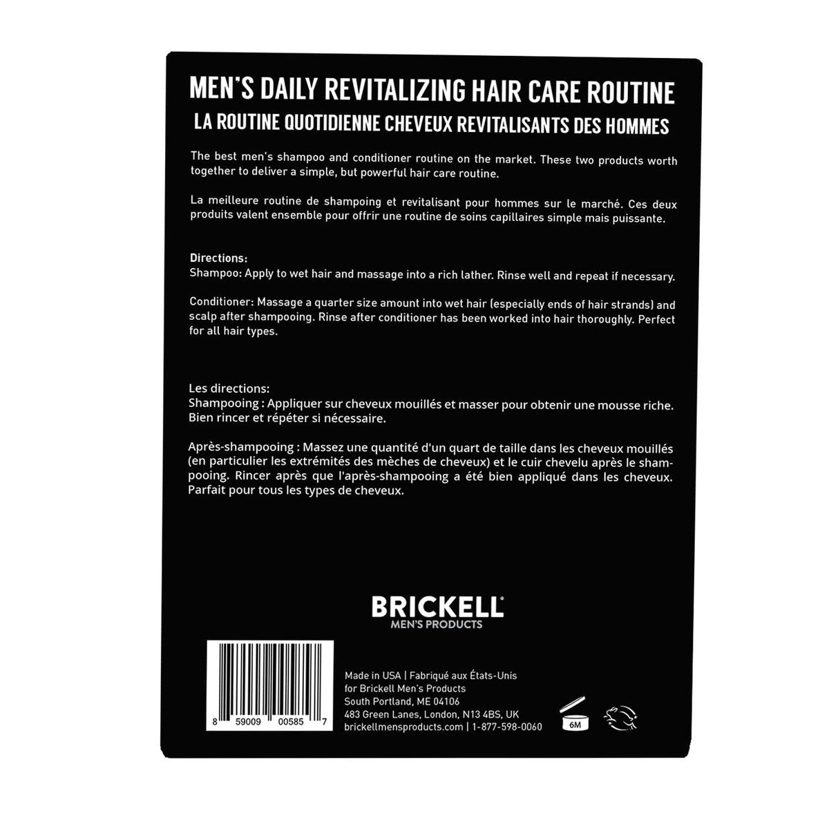 Brickell Men's Daily Revitalizing Hair Care Routine - Natural Mint & Tea Tree Oil Shampoo and Conditioner Set for Strength & Volume Avelisse