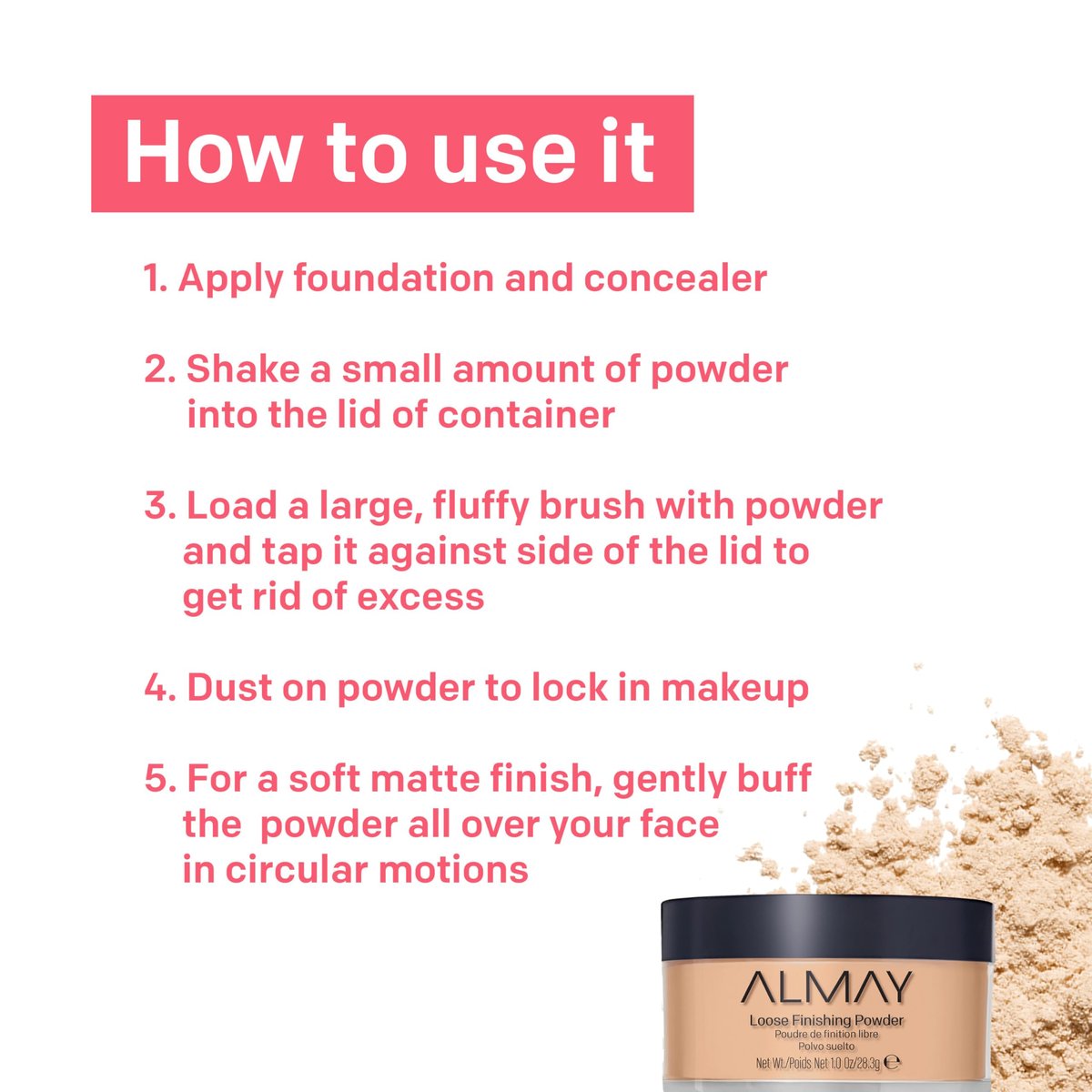 Almay Smart Shade Loose Powder, Light/100, 1 Ounce - Hypoallergenic & Oil-Free Face Powder Avelisse