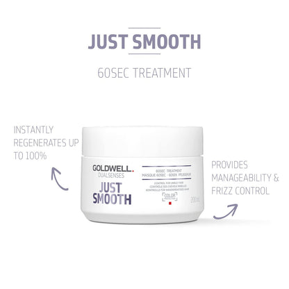 Goldwell Dualsenses Just Smooth Taming 60sec Treatment 200mL – Frizz Control Conditioner Avelisse