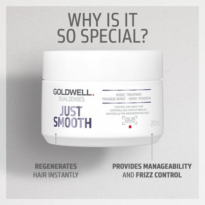 Goldwell Dualsenses Just Smooth Taming 60sec Treatment 200mL – Frizz Control Conditioner Avelisse
