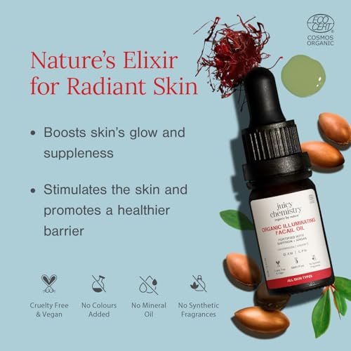 Juicy Chemistry Organic & 100% Natural Facial Oil with Saffron & Red Raspberry – Moisturizing Skin Repair, 10ml - görsel 4