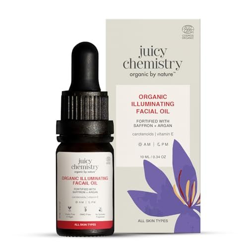 Juicy Chemistry Organic & 100% Natural Facial Oil with Saffron & Red Raspberry – Moisturizing Skin Repair, 10ml - görsel 2