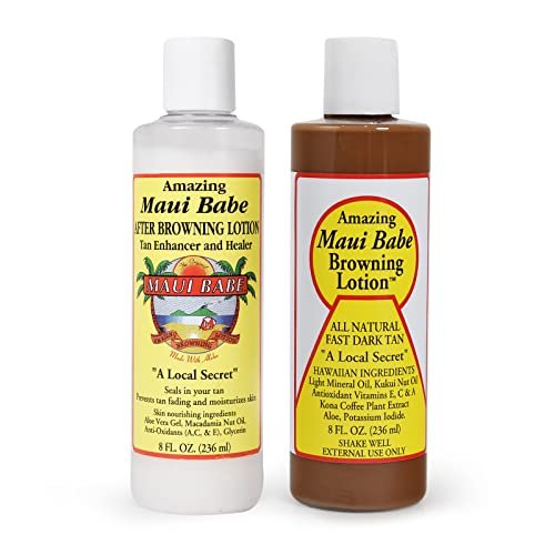 Maui Babe Before And After Browning Lotion, 2-Pack - 8 oz Each, Made in USA Avelisse