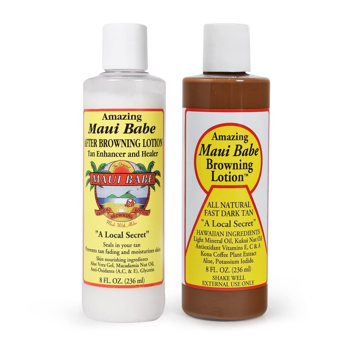 Maui Babe Before And After Browning Lotion, 2-Pack - 8 oz Each, Made in USA Avelisse