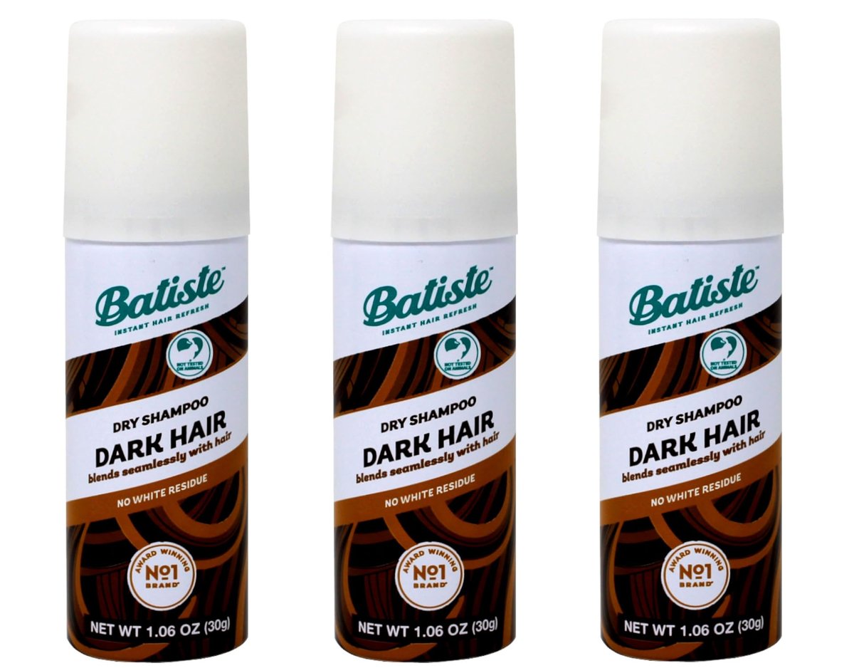 Batiste Dry Shampoo Dark Mini 1.06 fl. oz. (Pack of 3) - Volumizing & Oil Absorbing Avelisse