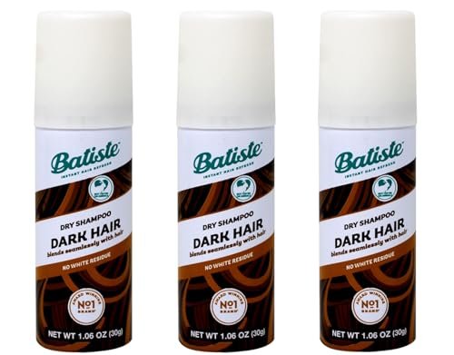 Batiste Dry Shampoo Dark Mini 1.06 fl. oz. (Pack of 3) - Volumizing & Oil Absorbing Avelisse