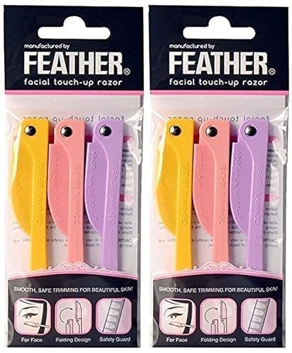 Feather Flamingo Facial Touch-up Razor (3 Razors x 2 Pack) – Precision Stainless Steel Avelisse