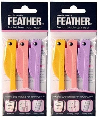 Feather Flamingo Facial Touch-up Razor (3 Razors x 2 Pack) – Precision Stainless Steel Avelisse
