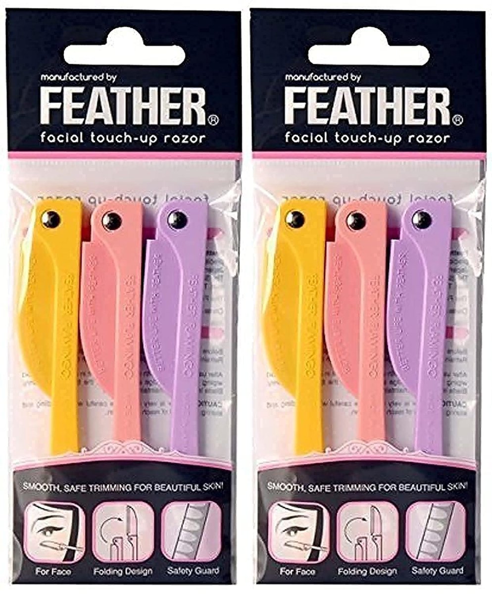 Feather Flamingo Facial Touch-up Razor (3 Razors x 2 Pack) – Precision Stainless Steel Avelisse