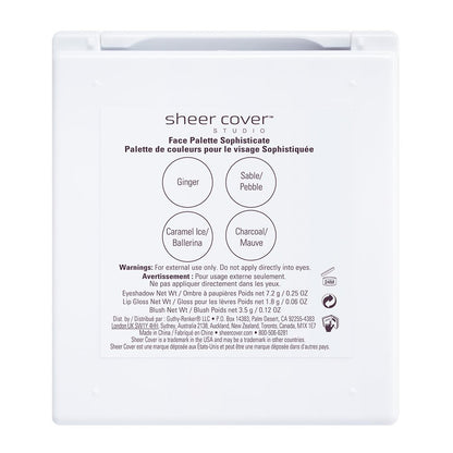 Sheer Cover Sophisticate Look Face Palette for Eyes, Lips, and Cheeks with Brush – Multicolor
