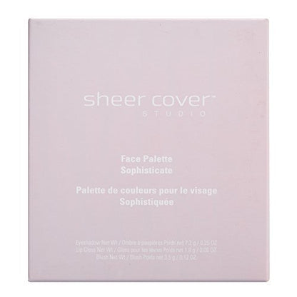 Sheer Cover Sophisticate Look Face Palette for Eyes, Lips, and Cheeks with Brush – Multicolor