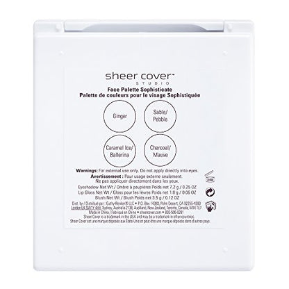 Sheer Cover Sophisticate Look Face Palette for Eyes, Lips, and Cheeks with Brush – Multicolor