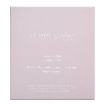 Sheer Cover Sophisticate Look Face Palette for Eyes, Lips, and Cheeks with Brush – Multicolor