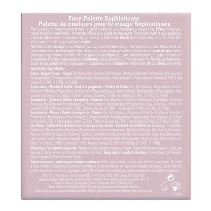 Sheer Cover Sophisticate Look Face Palette for Eyes, Lips, and Cheeks with Brush – Multicolor