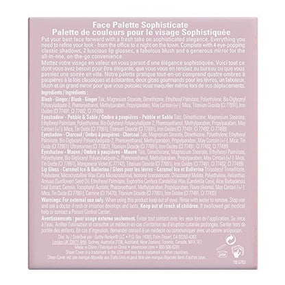 Sheer Cover Sophisticate Look Face Palette for Eyes, Lips, and Cheeks with Brush – Multicolor