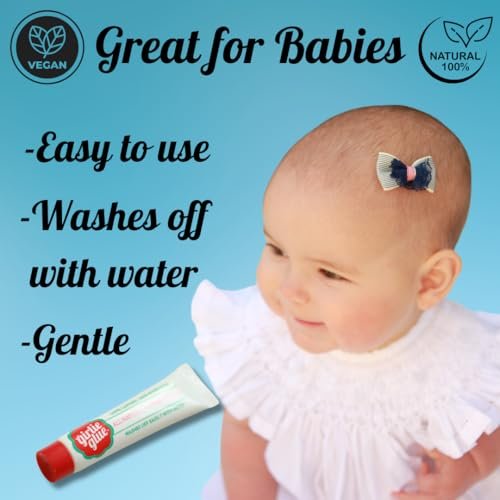 Girlie Glue Gentle Hair Skin Adhesive for Babies & Pets - Non-Toxic, Long Lasting, Dries Clear, Washes Off with Water (2 Tubes) Avelisse