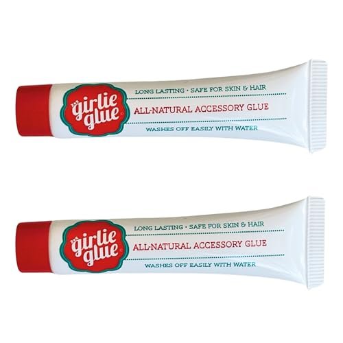 Girlie Glue Gentle Hair Skin Adhesive for Babies & Pets - Non-Toxic, Long Lasting, Dries Clear, Washes Off with Water (2 Tubes) Avelisse