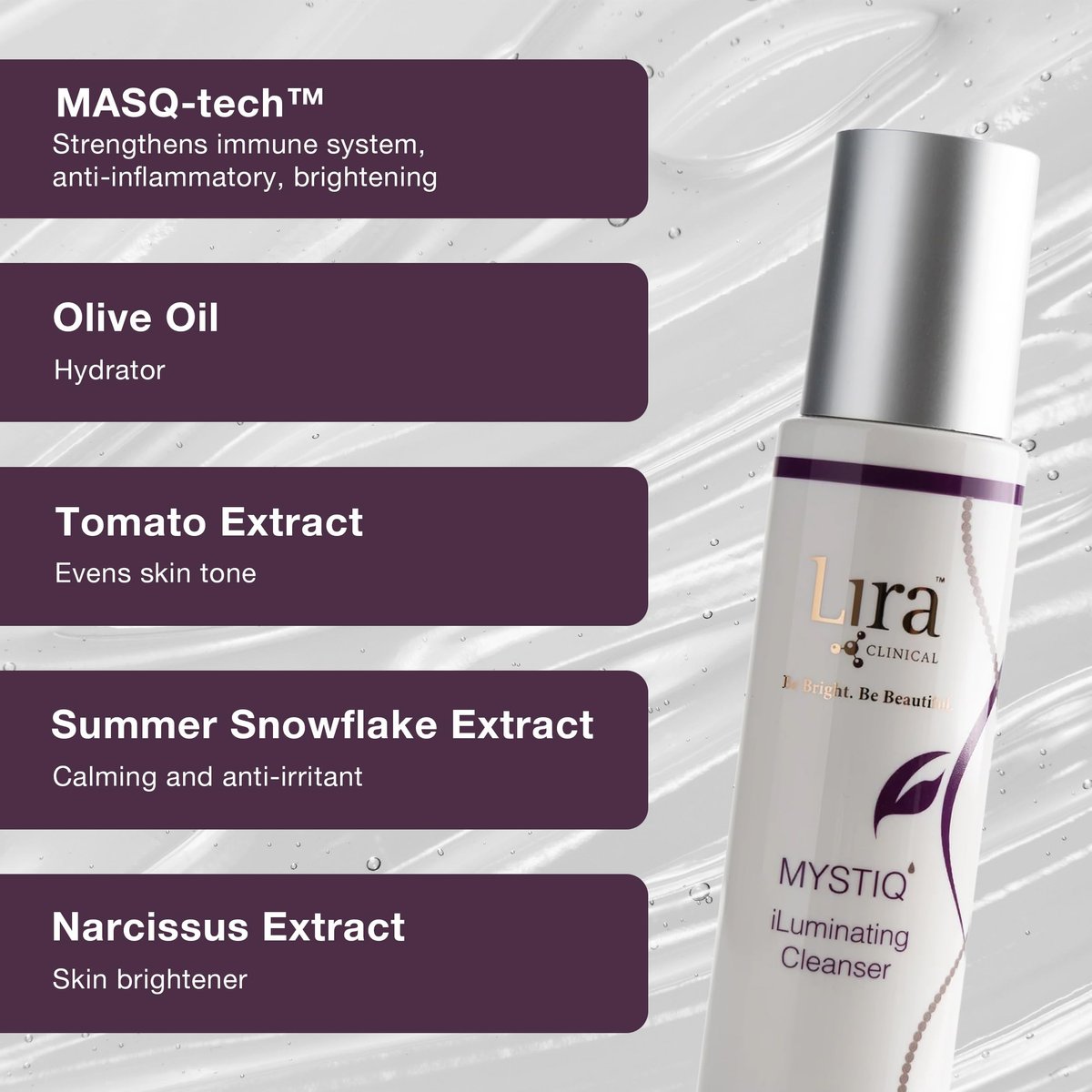 Lira Clinical MYSTIQ iLuminating Cleanser - Moisturizing Face Wash with Vitamin C, Orange Plant Stem Cells, and Plant Extracts - Gentle Facial Cleanser Supports Skin Barrier and Hydration - 6 Oz Avelisse