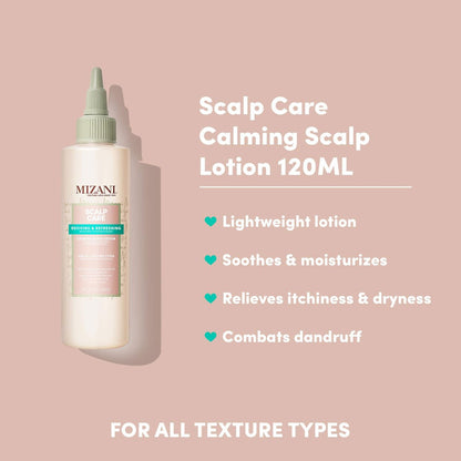Mizani Scalp Care Calming Scalp Lotion – Soothing Dandruff Treatment with Eucalyptus, Avocado Oil & Menthol, Silicone-Free, Paraben-Free (4 Fl Oz)