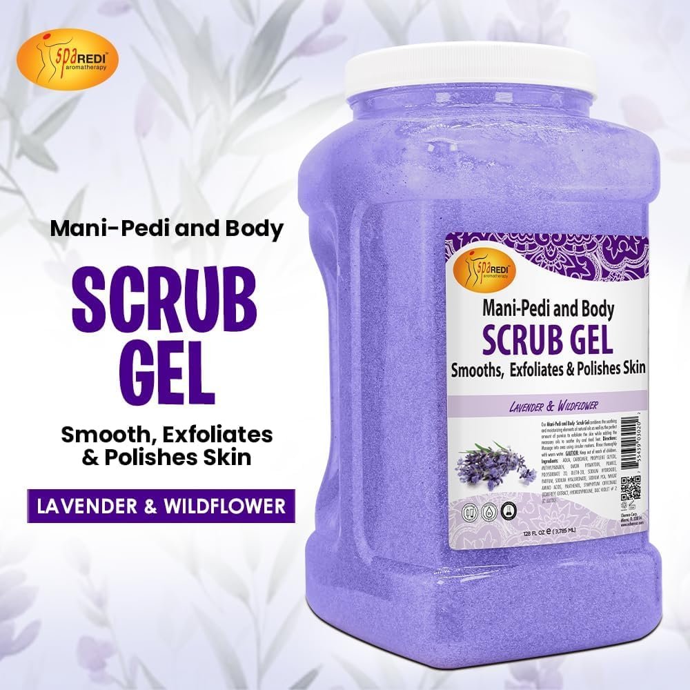SPA REDI Exfoliating Body & Skincare Treatment – Multi-Purpose Professional & At-Home Skin Refinement | Exfoliate. Hydrate. Transform for Holistic Transformation | Lavender & Wildflower 128 Oz Avelisse