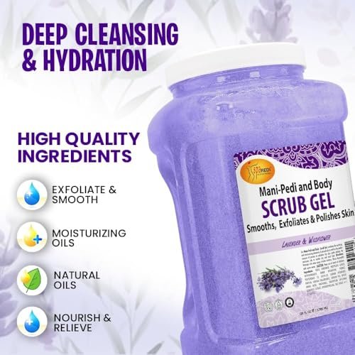 SPA REDI Exfoliating Body & Skincare Treatment – Multi-Purpose Professional & At-Home Skin Refinement | Exfoliate. Hydrate. Transform for Holistic Transformation | Lavender & Wildflower 128 Oz Avelisse