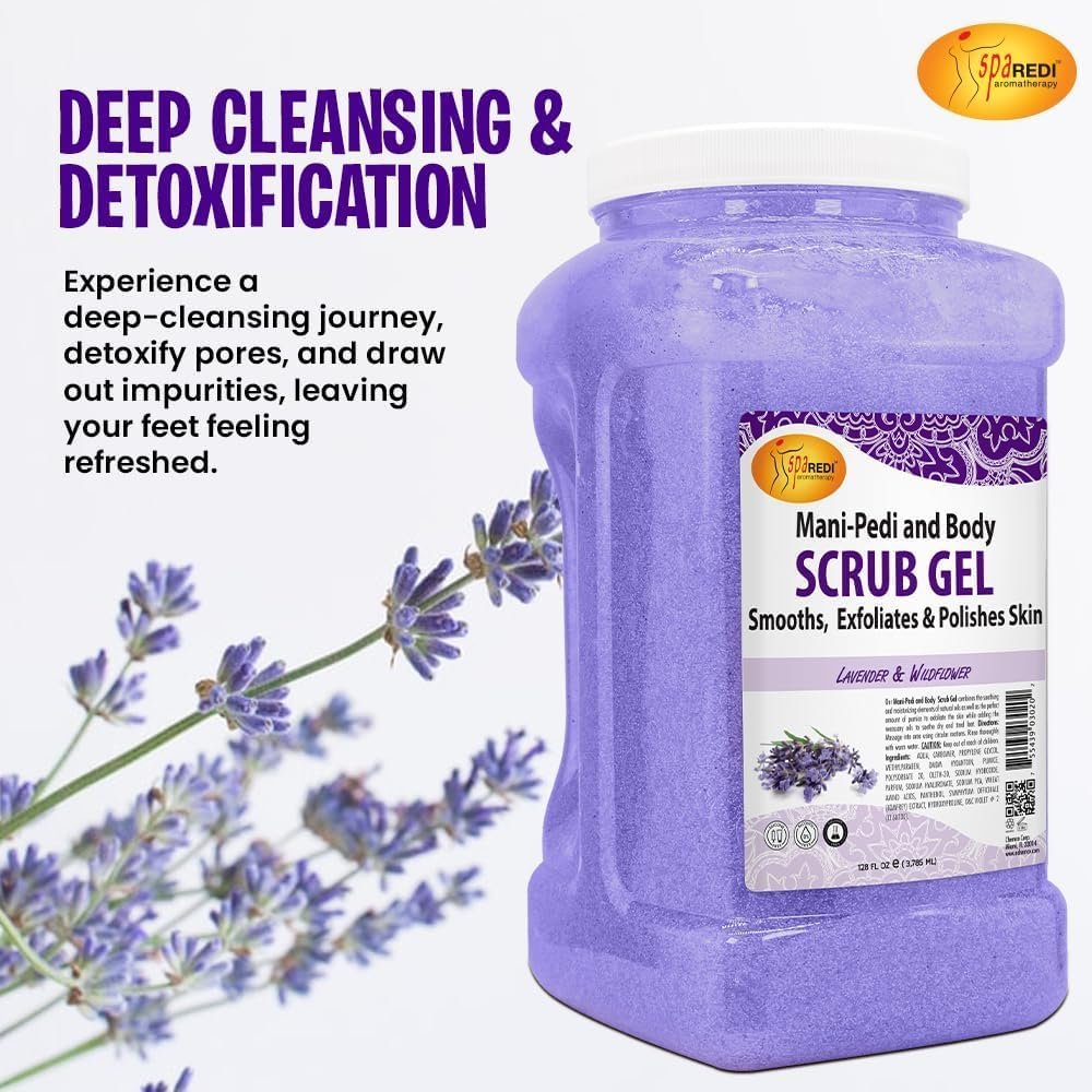 SPA REDI Exfoliating Body & Skincare Treatment – Multi-Purpose Professional & At-Home Skin Refinement | Exfoliate. Hydrate. Transform for Holistic Transformation | Lavender & Wildflower 128 Oz Avelisse