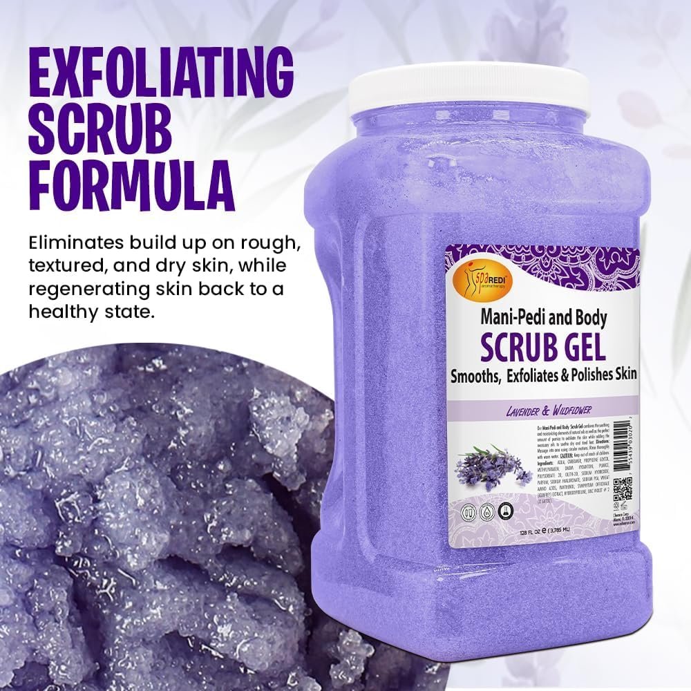 SPA REDI Exfoliating Body & Skincare Treatment – Multi-Purpose Professional & At-Home Skin Refinement | Exfoliate. Hydrate. Transform for Holistic Transformation | Lavender & Wildflower 128 Oz Avelisse