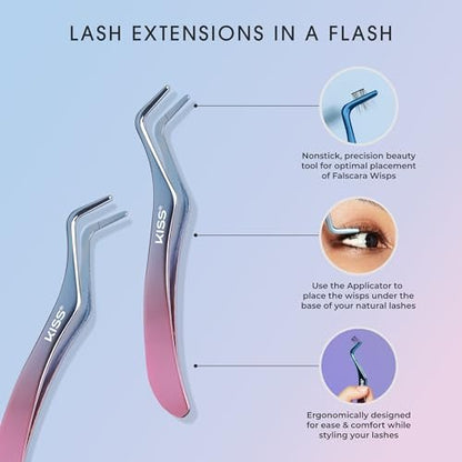 KISS Falscara DIY Eyelash Extension Wisp Applicator – Mistake-Proof Tool for Featherlight Synthetic Lash Clusters