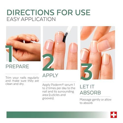 PODERM 100% Natural Nail Repair – Revitalizes Damaged & Split Nails with Hydrating & Exfoliating Formula – Swiss Made Nail Strengthener (0.27 Fl Oz)